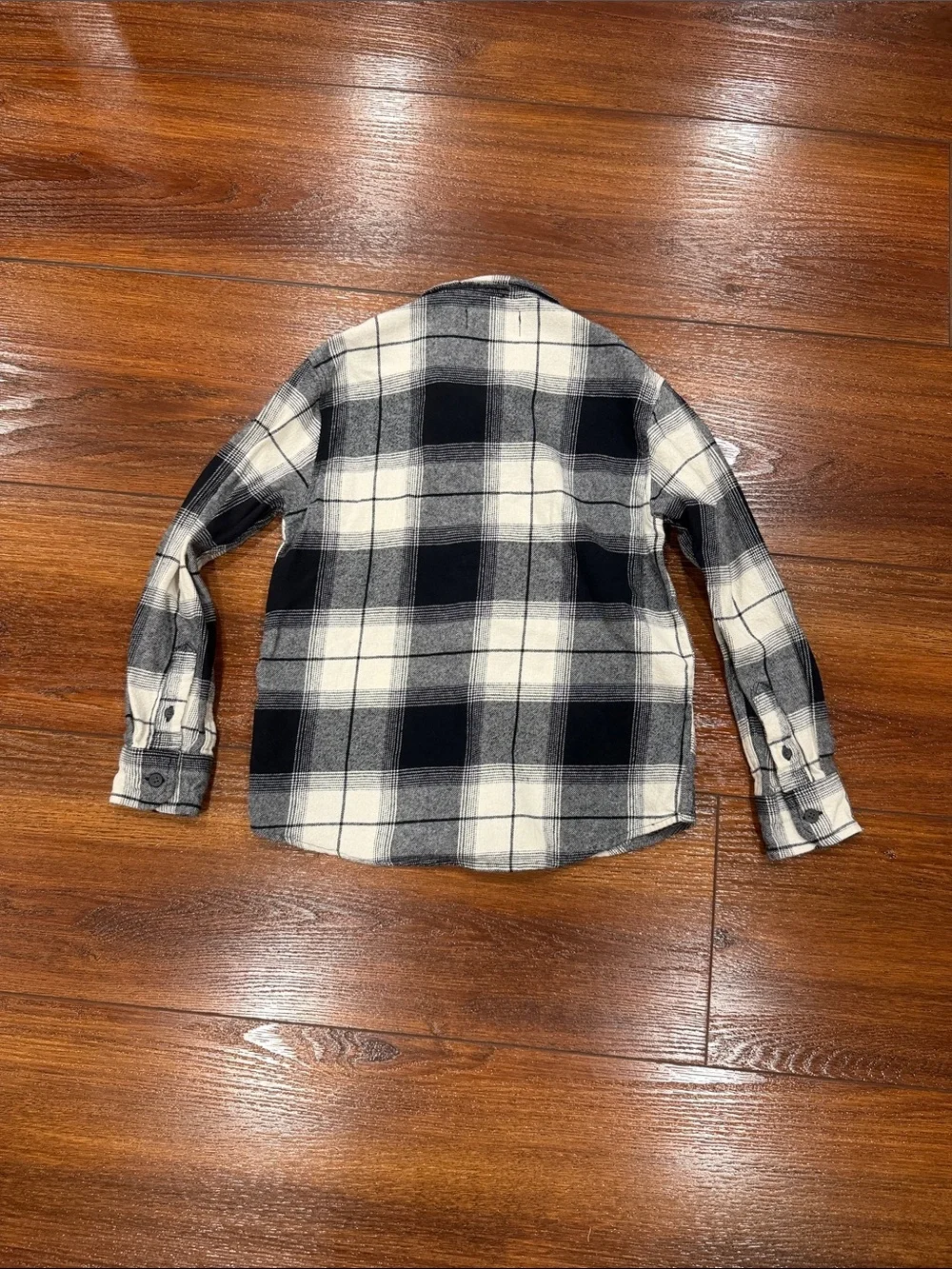 Old Navy Black and White Plaid Flannel Shirt